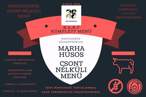 BARF ECO (vákuum) marhahúsos csont nélküli menü 1000g